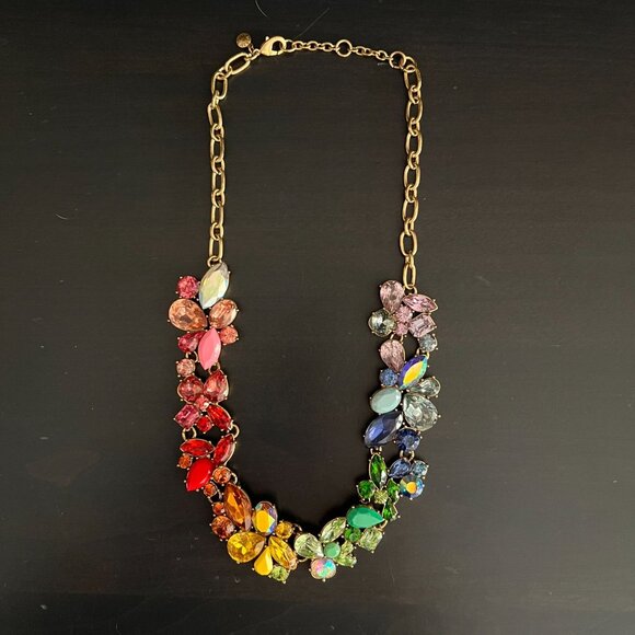 J.Crew Multicolor Crystal Statement Necklace Rainbow Pride Rare Collecto… - Picture 8 of 11